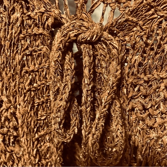 ⭐️2/$30⭐️ Bronze crochet knit sweater, lacy/loose pattern, size L - Picture 3 of 4
